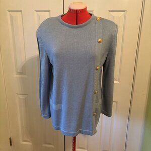 Vintage Castleberry Knit Light BlueTextured Pull Over Top Blouse Size 12